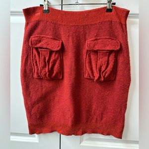 Anthropologie Moth Wool Blend Sweater Skirt w/Pockets Burnt Orange (Size L)